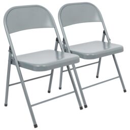 Harbour Housewares Metal Folding Chair - Pack of 2 in Grey - thumbnail 1