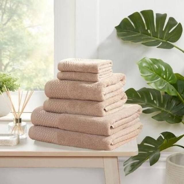 Rapport Home Eden Weave 6 Piece Cotton Towel Set Luxury Soft Dry Absorbent in Beige - image 1