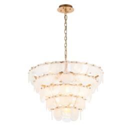 Netlighting Trapani Pendant Ceiling Light Antique Gold Paint White Clear Glass - thumbnail 6