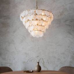 Netlighting Trapani Pendant Ceiling Light Antique Gold Paint White Clear Glass - thumbnail 4