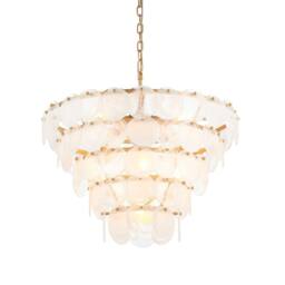 Netlighting Trapani Pendant Ceiling Light Antique Gold Paint White Clear Glass - thumbnail 1