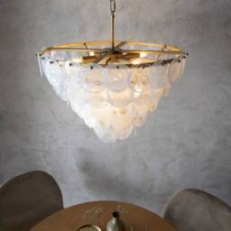 Netlighting Trapani Pendant Ceiling Light Antique Gold Paint White Clear Glass - thumbnail 5