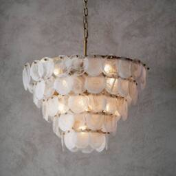 Netlighting Trapani Pendant Ceiling Light Antique Gold Paint White Clear Glass - thumbnail 2