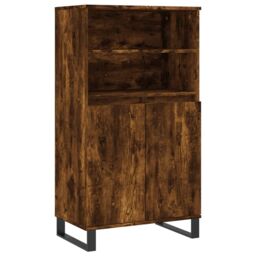 Berkfield Home Highboard Smoked Oak 60x36x110 cm Engineered Wood in Brown - Size: 60 x 36 x 110 cm - thumbnail 2