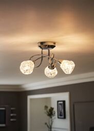 ValueLights Astley Polished Chrome 3 Way Crossover Flush Ceiling Light with Bulbs in Silver - thumbnail 1