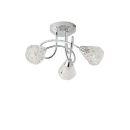 ValueLights Astley Polished Chrome 3 Way Crossover Flush Ceiling Light with Bulbs in Silver - thumbnail 8