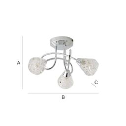 ValueLights Astley Polished Chrome 3 Way Crossover Flush Ceiling Light with Bulbs in Silver - thumbnail 7