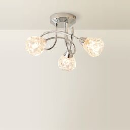 ValueLights Astley Polished Chrome 3 Way Crossover Flush Ceiling Light with Bulbs in Silver - thumbnail 3