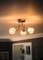 ValueLights Astley Polished Chrome 3 Way Crossover Flush Ceiling Light with Bulbs in Silver - thumbnail 2