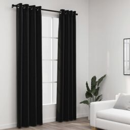 Berkfield Home Linen-Look Blackout Curtains 2 pcs Anthracite 140x225cm - Size: 140x225 cm