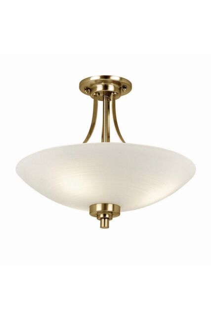 Netlighting Welles 3 Light Flush Ceiling Light White Antique Brass E27 in Gold