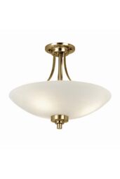 Netlighting Welles 3 Light Flush Ceiling Light White Antique Brass E27 in Gold