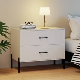 Gymax 2-Drawers Dresser Nightstand With Metal Legs Wooden End Side Table in White - thumbnail 8