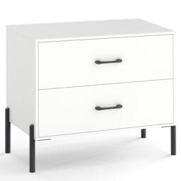 Gymax 2-Drawers Dresser Nightstand With Metal Legs Wooden End Side Table in White - thumbnail 3