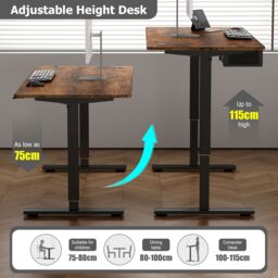 MCC Direct Electric Desk Height Adjustable Standing/Sitting Computer Desk 160cm in Black - Size: 160 cm x 70 cm - thumbnail 7
