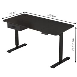 MCC Direct Electric Desk Height Adjustable Standing/Sitting Computer Desk 160cm in Black - Size: 160 cm x 70 cm - thumbnail 4