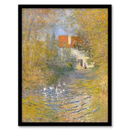 Artery8 Claude Monet Framed Wall Art Print The Geese Impressionist Painting in Green - Size: A4 - thumbnail 1