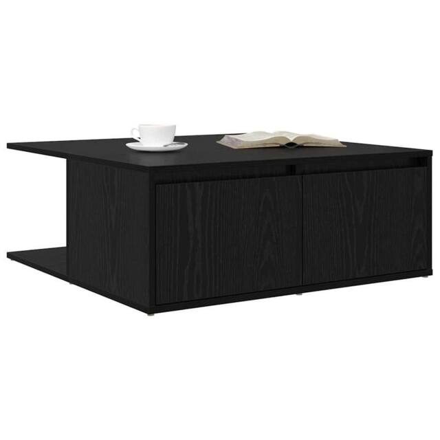 Berkfield Home Modern Coffee Table Black oak 80 x 80 x 31 cm Engineered wood - image 1