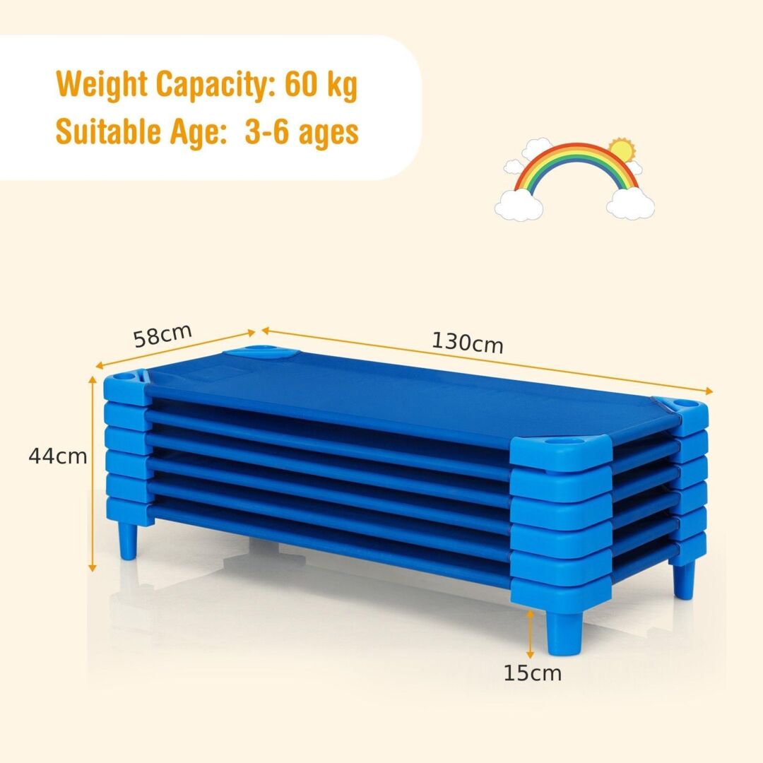 6PCS Stackable Naptime Cot Toddler Daycare Rest Mat Preschool Cot