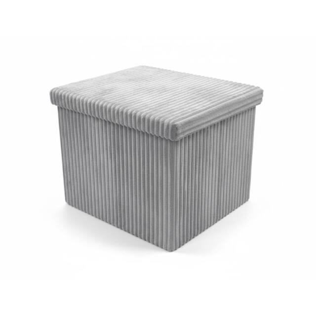 Snug City Corduroy Square Storage Box with Lid Elegant Organizer for Any Room in Silver - Size: Small - image 1