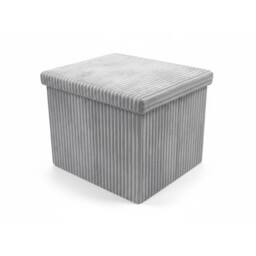 Snug City Corduroy Square Storage Box with Lid Elegant Organizer for Any Room in Silver - Size: Small