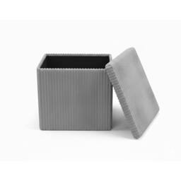 Snug City Corduroy Square Storage Box with Lid Elegant Organizer for Any Room in Silver - Size: Small - thumbnail 2