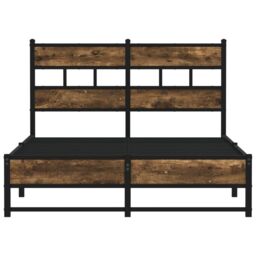 Berkfield Home Metal Bed Frame without Mattress Smoked Oak 120x190 cm Small Double in Brown - thumbnail 4