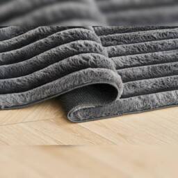 HOME LUXE INTERIOR Charcoal Dark Grey Ribbed Rug - Super Soft Plush Living Room Carpet 120x170cm - Size: 120 cm x 170 cm - thumbnail 2