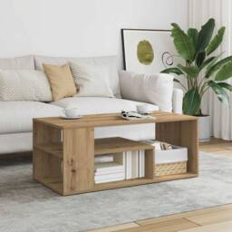 Berkfield Home Durable Coffee Table Artisan Oak 100x50x40 cm Engineered Wood in Brown - Size: 100 x 50 x 40 cm - thumbnail 2