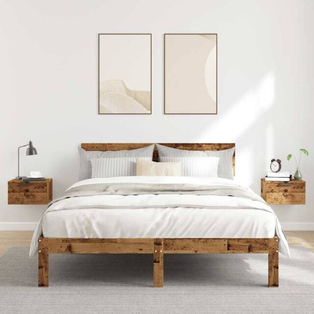 Berkfield Home Durable Wall-mounted Bedside Cabinets 2 pcs Old Wood 34x30x20 cm in Brown - Size: 34 x 30 x 20 cm - image 1