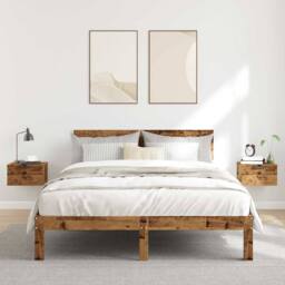 Berkfield Home Durable Wall-mounted Bedside Cabinets 2 pcs Old Wood 34x30x20 cm in Brown - Size: 34 x 30 x 20 cm - thumbnail 1