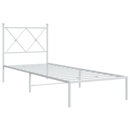 Berkfield Home Metal Bed Frame without Mattress with Headboard White 75x190cm - Size: 75x190 cm - thumbnail 3