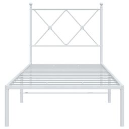 Berkfield Home Metal Bed Frame without Mattress with Headboard White 75x190cm - Size: 75x190 cm - thumbnail 4