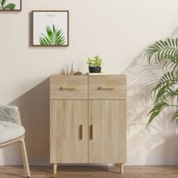 Berkfield Home Sideboard Sonoma Oak 69.5x34x90 cm Engineered Wood in Light Tan - thumbnail 2
