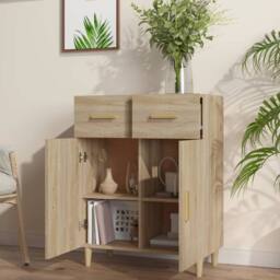 Berkfield Home Sideboard Sonoma Oak 69.5x34x90 cm Engineered Wood in Light Tan - thumbnail 6