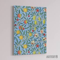 "Artery8 Four Fruits Vibrant Pattern Canvas Wall Art Print William Morris in Black - Size: W24"" x H32""" - thumbnail 2