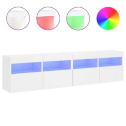 Berkfield Home TV Wall Cabinets with LED Lights 2 pcs White 80x30x40 cm - Size: 80 x 30 x 40 cm - thumbnail 2