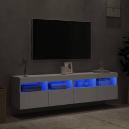 Berkfield Home TV Wall Cabinets with LED Lights 2 pcs White 80x30x40 cm - Size: 80 x 30 x 40 cm - thumbnail 4