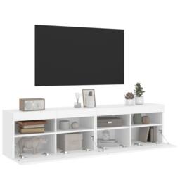 Berkfield Home TV Wall Cabinets with LED Lights 2 pcs White 80x30x40 cm - Size: 80 x 30 x 40 cm - thumbnail 7