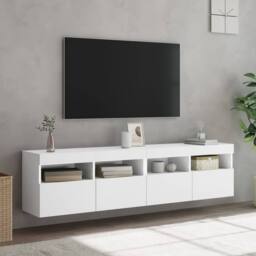 Berkfield Home TV Wall Cabinets with LED Lights 2 pcs White 80x30x40 cm - Size: 80 x 30 x 40 cm - thumbnail 5