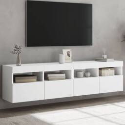 Berkfield Home TV Wall Cabinets with LED Lights 2 pcs White 80x30x40 cm - Size: 80 x 30 x 40 cm - thumbnail 1