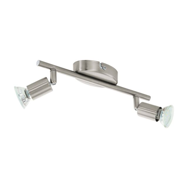 Loops Flush 2 Spot Ceiling Light Colour Satin Nickel Steel Bulb GU10 2x3W Included in Metallics - image 1