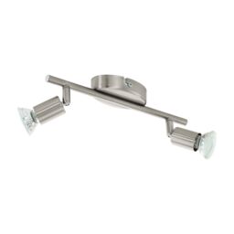 Loops Flush 2 Spot Ceiling Light Colour Satin Nickel Steel Bulb GU10 2x3W Included in Metallics