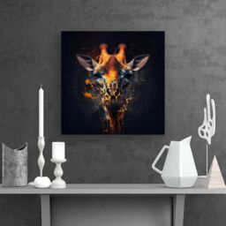 Warren Reed - Designer Golden Giraffe Face Splashart Canvas in Yellow - Size: w10 inch x h10 inch - thumbnail 2