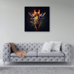 Warren Reed - Designer Golden Giraffe Face Splashart Canvas in Yellow - Size: w10 inch x h10 inch - thumbnail 4