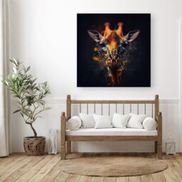 Warren Reed - Designer Golden Giraffe Face Splashart Canvas in Yellow - Size: w10 inch x h10 inch - thumbnail 3