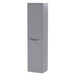 Balterley Modern Bathroom 1 Soft Close Door Wall Hung Tall Cabinet, Grey, 356mm in Grey - thumbnail 1