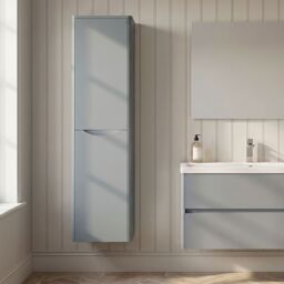 Balterley Modern Bathroom 1 Soft Close Door Wall Hung Tall Cabinet, Grey, 356mm in Grey - thumbnail 8