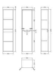 Balterley Modern Bathroom 1 Soft Close Door Wall Hung Tall Cabinet, Grey, 356mm in Grey - thumbnail 2