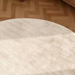 THE RUGS Vikosa Jane Viscose Soft Plain Rug Living Room in Cream - Size: 80 cm x 150 cm - thumbnail 4